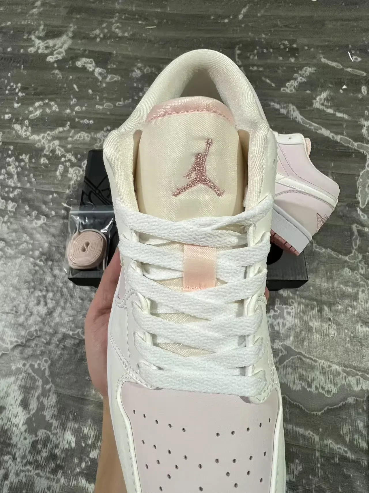 Nike Air Jordan 1 Low Pink and White Lifestyle Sneakers 4