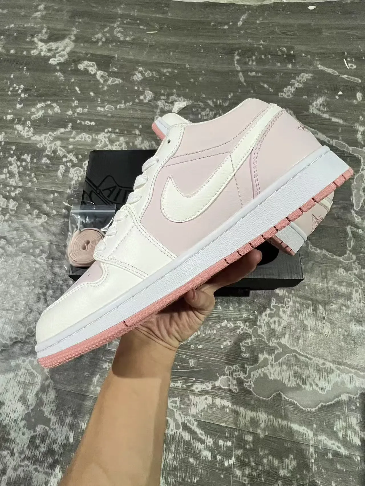 Nike Air Jordan 1 Low Pink and White Lifestyle Sneakers 5
