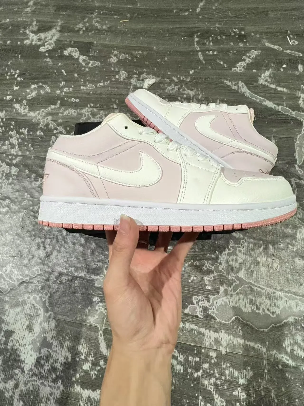 Nike Air Jordan 1 Low Pink and White Lifestyle Sneakers 7
