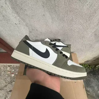 Nike Air Jordan 1 أبيض أوليف أخضر أسود حذاء أسلوب الحياة
