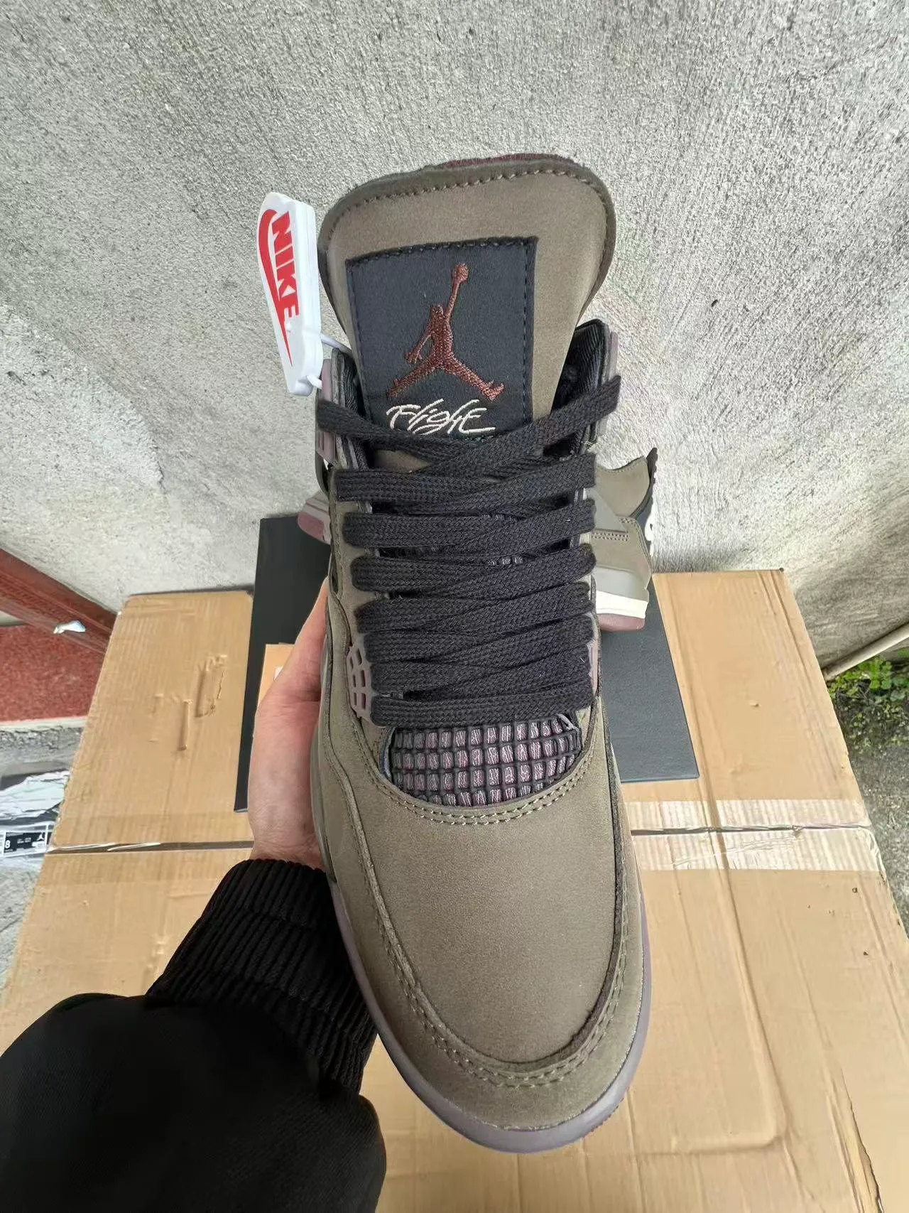 Nike Air Jordan 4 ओलिव हरा सुेड बास्केटबॉल जूते 3