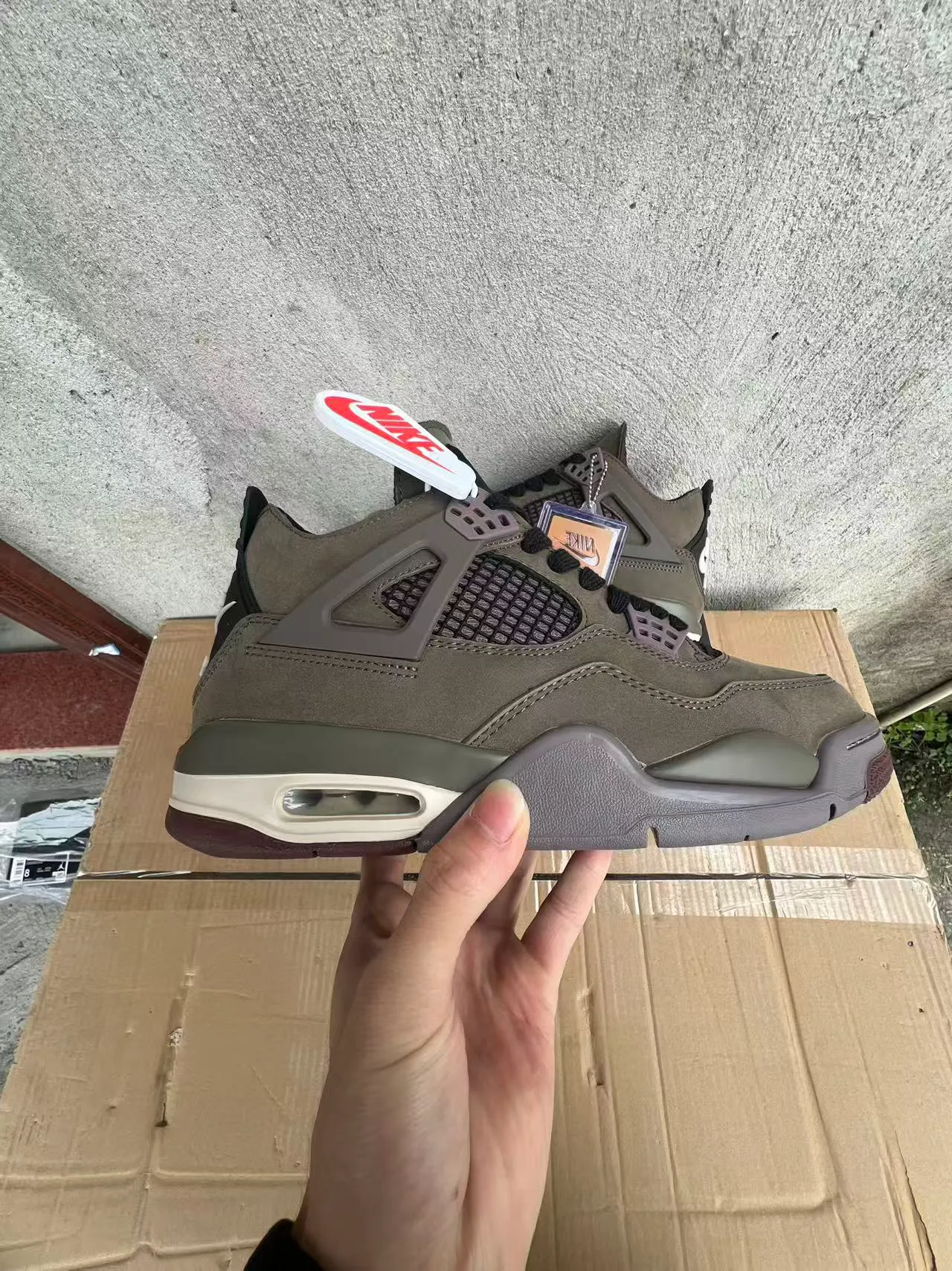 Nike Air Jordan 4 ओलिव हरा सुेड बास्केटबॉल जूते 7