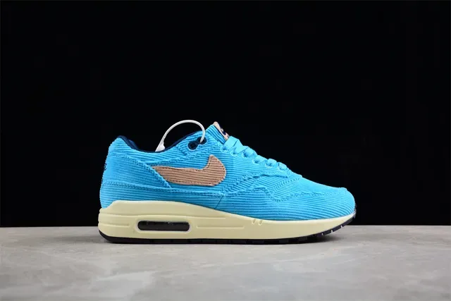 Nike Air Max 1 Corduroy Blue Tan Lifestyle Sneakers 14