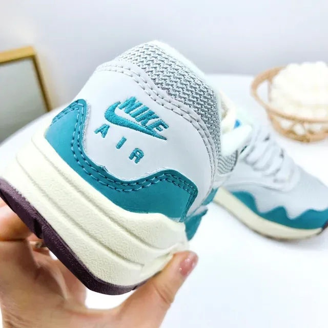 Nike Air Max 1 Light Gray and Teal Lifestyle Sneakers 24