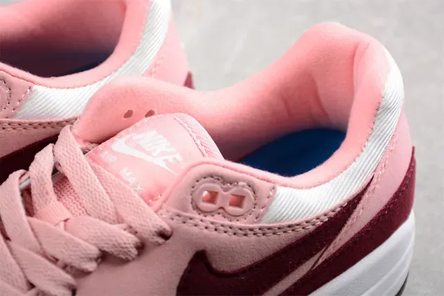 Nike Air Max 1 وردي بورجوندي أبيض حذاء رياضي أسلوب حياة 6