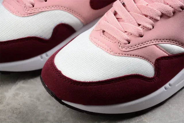 Nike Air Max 1 وردي بورجوندي أبيض حذاء رياضي أسلوب حياة 8