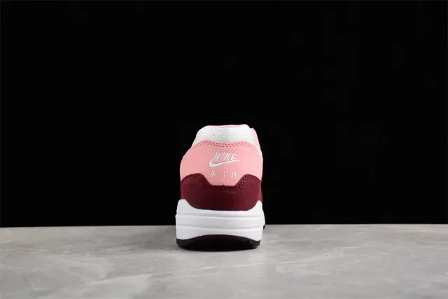 Nike Air Max 1 وردي بورجوندي أبيض حذاء رياضي أسلوب حياة 10