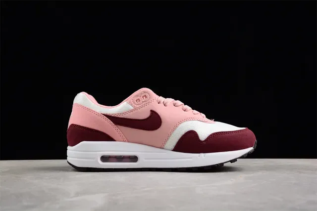 Nike Air Max 1 وردي بورجوندي أبيض حذاء رياضي أسلوب حياة 11