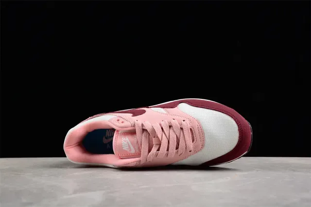 Nike Air Max 1 وردي بورجوندي أبيض حذاء رياضي أسلوب حياة 12
