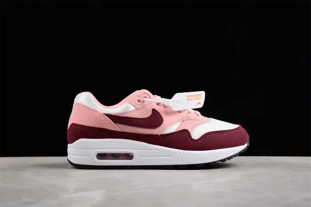 Nike Air Max 1 وردي بورجوندي أبيض حذاء رياضي أسلوب حياة 14