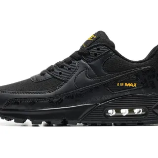 Nike Air Max 90 أسود ذهبي Low-Top شبكة وصناعي العلوي Sneakers أسلوب حياة
