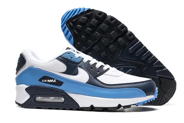 Nike Air Max 90 White Blue Navy Lifestyle Sneakers 3