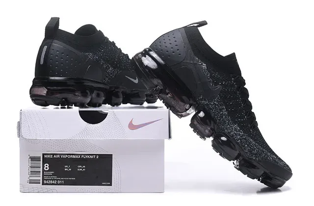 Nike Air VaporMax काली स्पेकल्ड निट रनिंग शूज 2