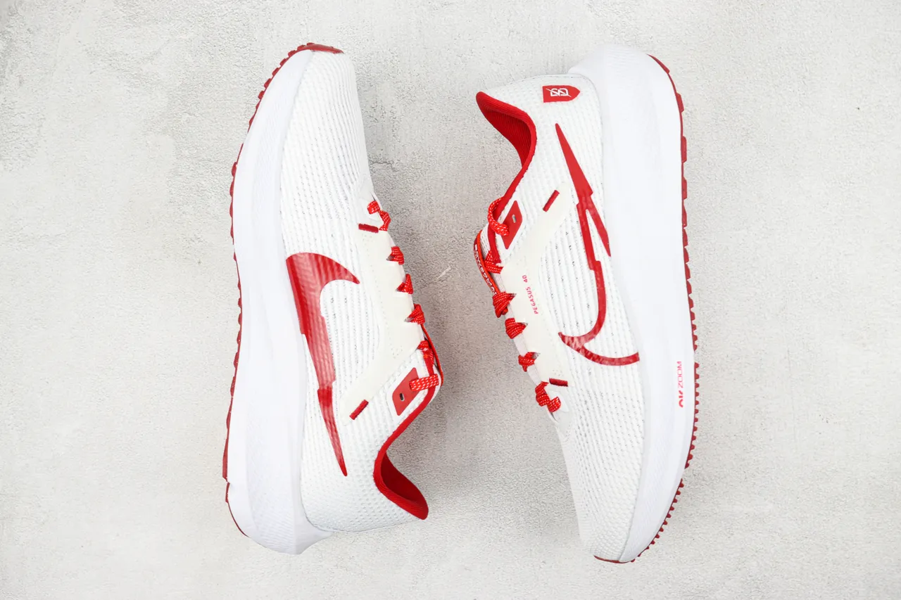 Nike Air Zoom Pegasus 40 White and Red Running Shoes 2