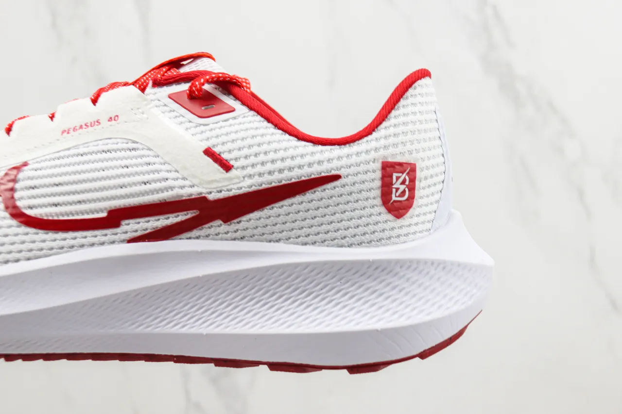 Nike Air Zoom Pegasus 40 White and Red Running Shoes 7