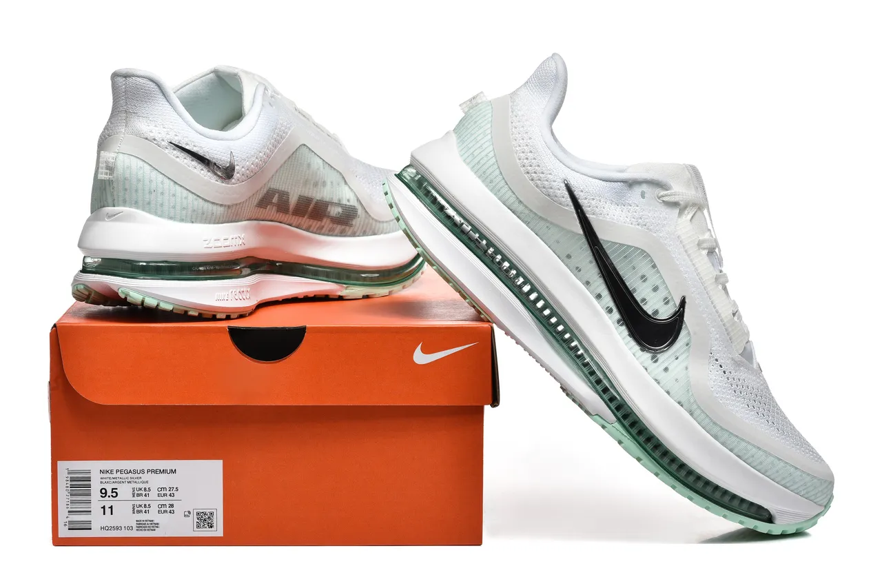 Nike Air Zoom Pegasus White Green Léger maillage ingénierie supérieur Full-Length Visible Unit chaussures de course 2