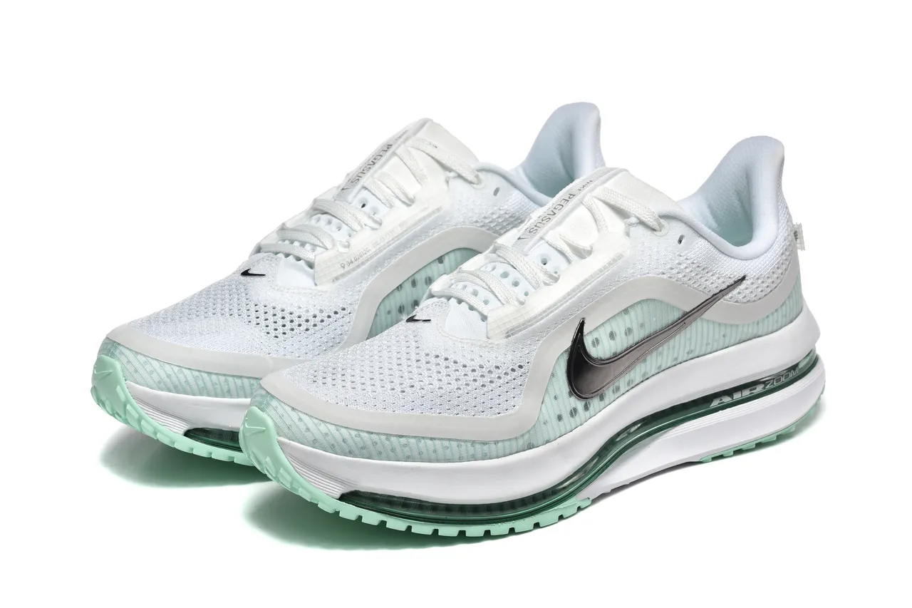 Nike Air Zoom Pegasus White Green Léger maillage ingénierie supérieur Full-Length Visible Unit chaussures de course 4