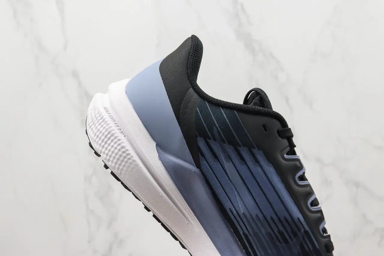 Nike Black Blue Engineered Mesh Upper Tonal Striped Pattern Running Shoes 5