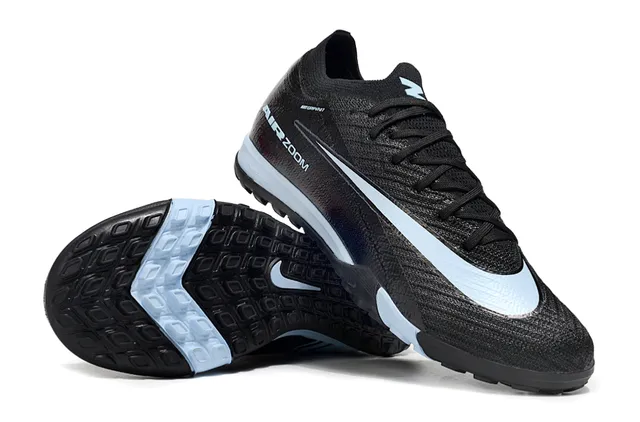 Nike Black Blue Knit Upper Integrated Lacing Turf Soccer Shoes 2