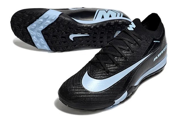 Nike Black Blue Knit Upper Integrated Lacing Turf Soccer Shoes 3