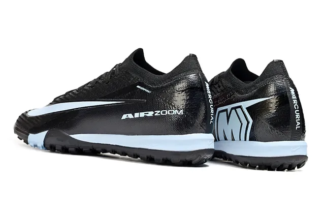 Nike Black Blue Knit Upper Integrated Lacing Turf Soccer Shoes 4