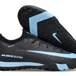 Nike Black Blue Knit Upper Low-Cut Silhouette Turf Soccer Shoes