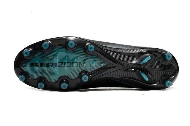 Nike Negro Azul Parte Superior Tejida Collar Ajuste Calcetín Césped Firme Zapatos de Fútbol 6