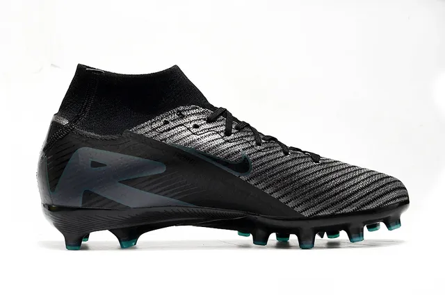 Nike Negro Azul Parte Superior Tejida Collar Ajuste Calcetín Césped Firme Zapatos de Fútbol 7