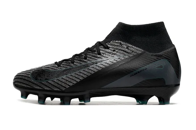 Nike Negro Azul Parte Superior Tejida Collar Ajuste Calcetín Césped Firme Zapatos de Fútbol 8