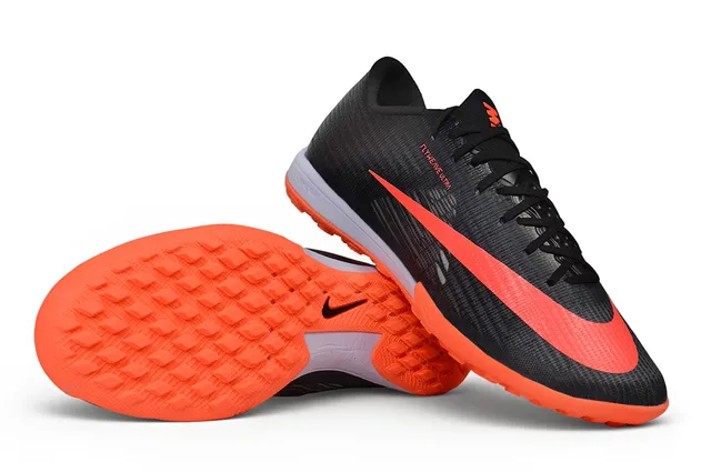 Nike Black Orange Flyweave Knit Upper Low-Cut Collar Turf Soccer Shoes 5