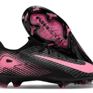 Nike Black Pink Knit Upper Dynamic Graphic Lines Firm-Ground Sapatos de Futebol