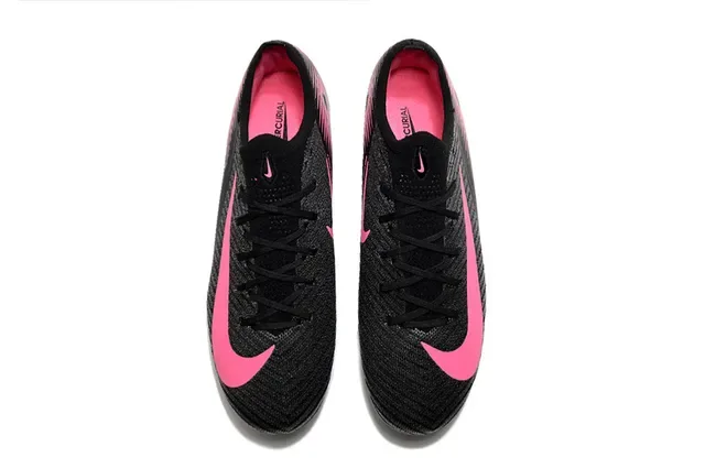 Nike Black Pink Knit Upper Dynamic Graphic Lines Firm-Ground Sapatos de Futebol 2