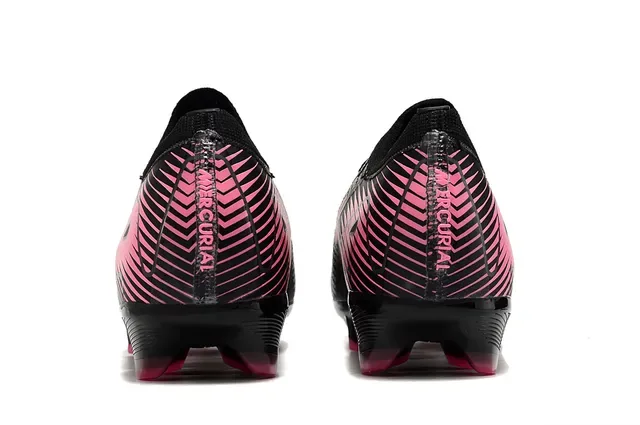 Nike Black Pink Knit Upper Dynamic Graphic Lines Firm-Ground Sapatos de Futebol 4