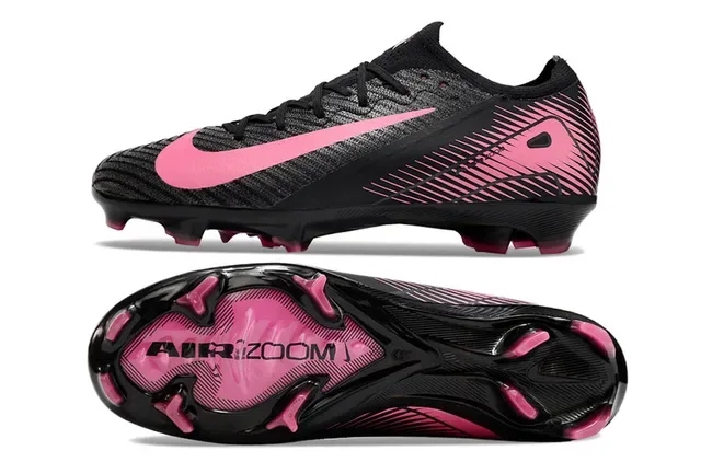 Nike Black Pink Knit Upper Dynamic Graphic Lines Firm-Ground Sapatos de Futebol 5