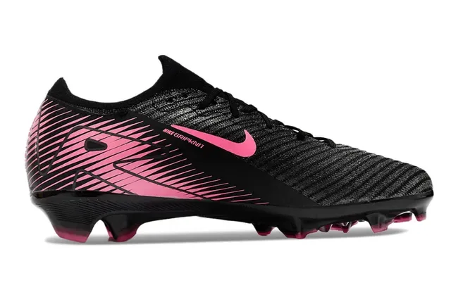 Nike Black Pink Knit Upper Dynamic Graphic Lines Firm-Ground Sapatos de Futebol 7