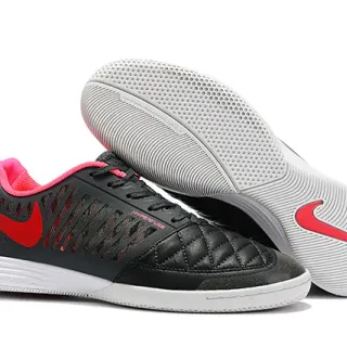 Nike Zapatos de fútbol indoor con puntera acolchada perforada sintética negra y rosa