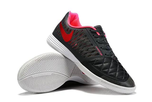 Nike Zapatos de fútbol indoor con puntera acolchada perforada sintética negra y rosa 12
