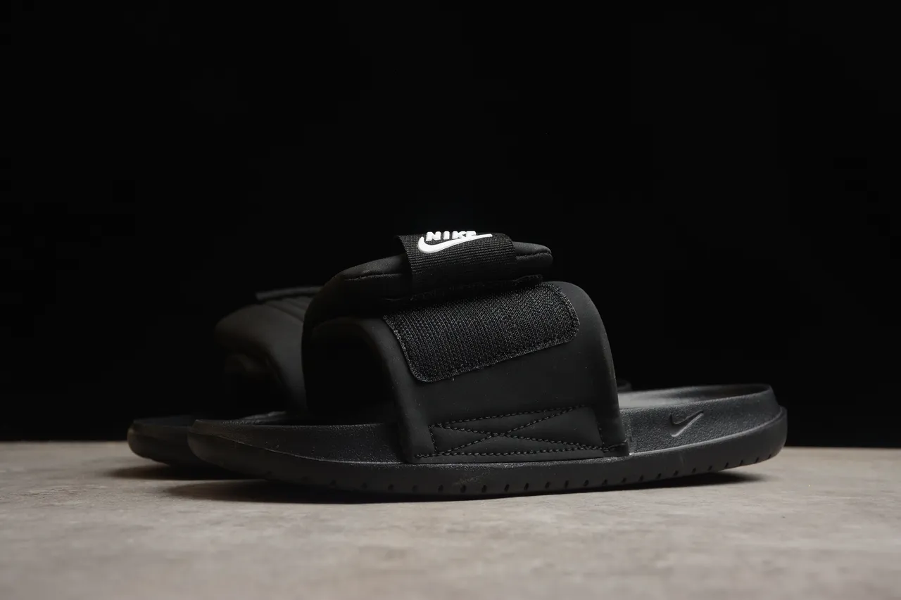 Nike Black White Single-Strap Padded Velcro Closure Slippers 13