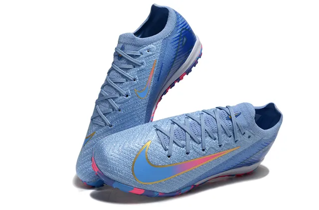 Nike Blue Pink Knit Upper Iridescent Turf Soccer Shoes 3