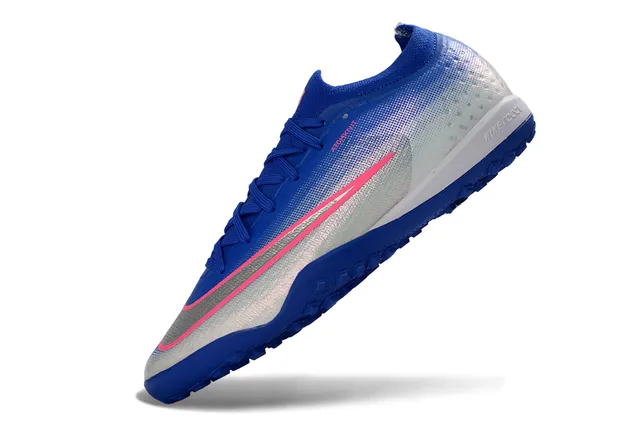 Nike Blue Silver Sock-Fit Collar Gradient Knit Upper Turf Soccer Shoes 3