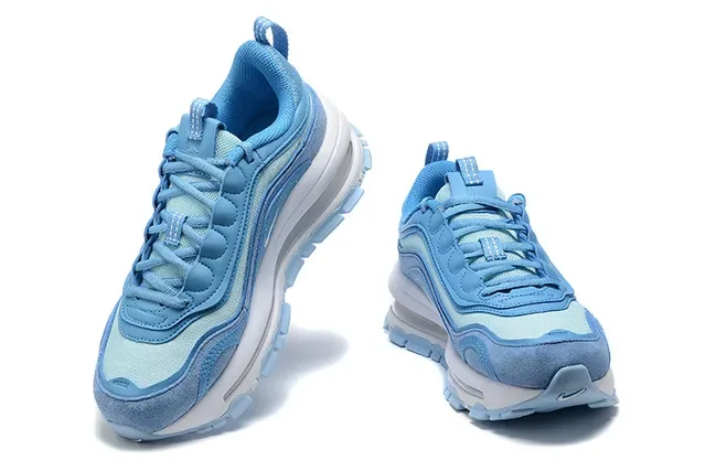 Nike Blue White Layered Mesh And Synthetic Upper Visible Full-Length Air Unit Lifestyle Sneakers 3