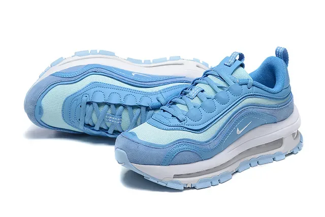 Nike Blue White Layered Mesh And Synthetic Upper Visible Full-Length Air Unit Lifestyle Sneakers 4