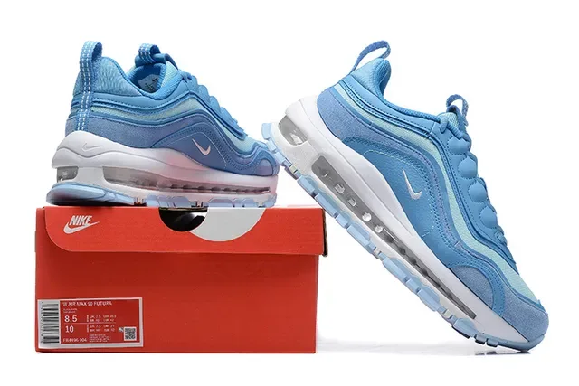 Nike Blue White Layered Mesh And Synthetic Upper Visible Full-Length Air Unit Lifestyle Sneakers 6