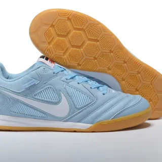 Nike Zapatos de fútbol indoor low-top con upper de cuero-malla híbrido color azul blanco