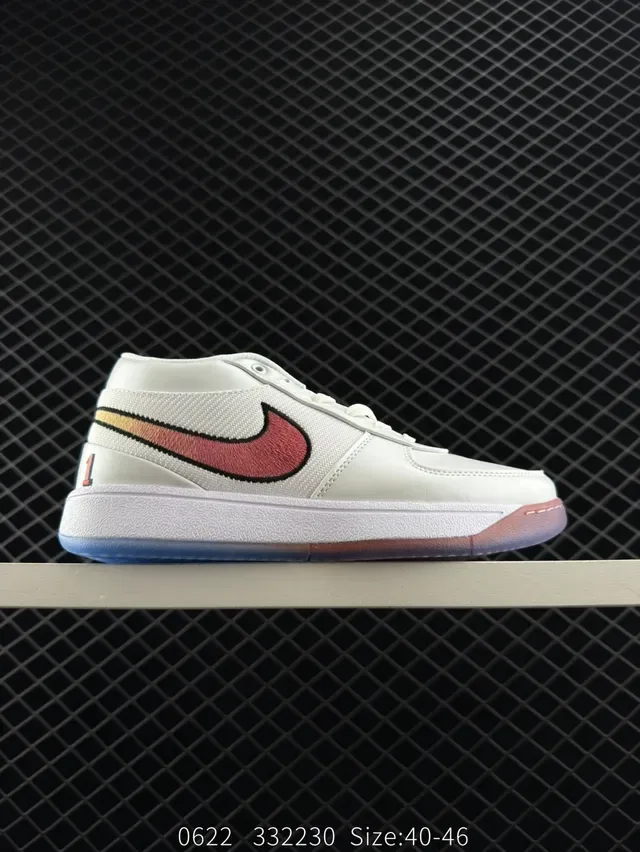 Nike Book 1 EP White Red Gradient Swoosh Lifestyle Sneakers 6