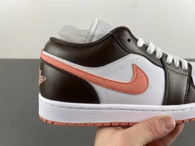Nike Brown Orange Low-Top Couro e Malha Tênis Lifestyle 3