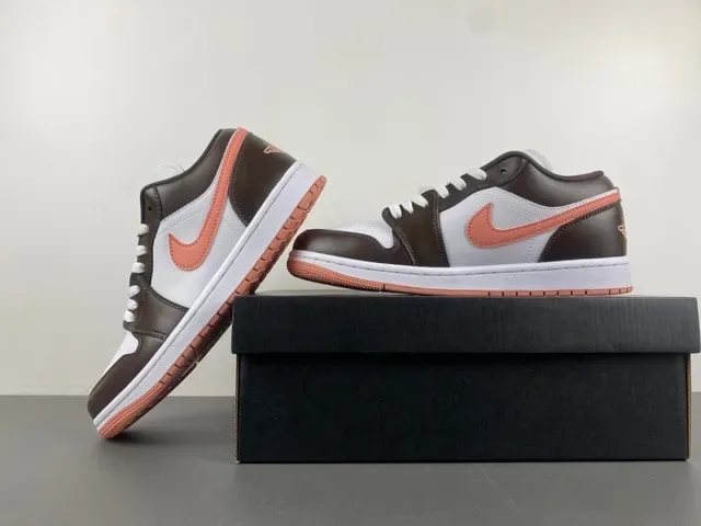 Nike Brown Orange Low-Top Couro e Malha Tênis Lifestyle 14