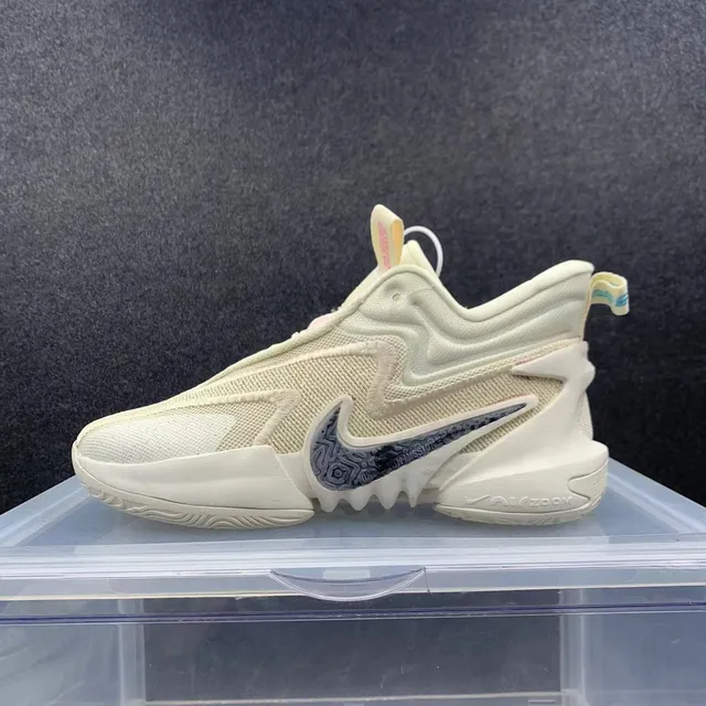 Nike Cosmic Unity أحذية كرة السلة بيج أزرق نمط موجي قماش محبوك أعلى 2