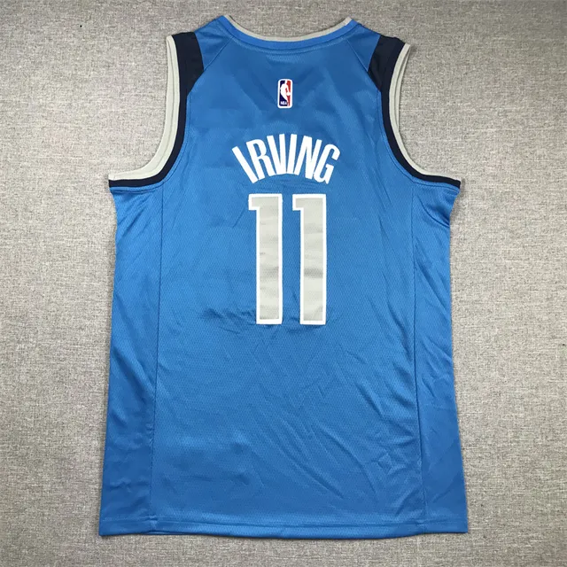 Nike Dallas Mavericks Kyrie Irving #11 नीली नेवी NBA Swingman-Style Mesh Fabric Jersey 3