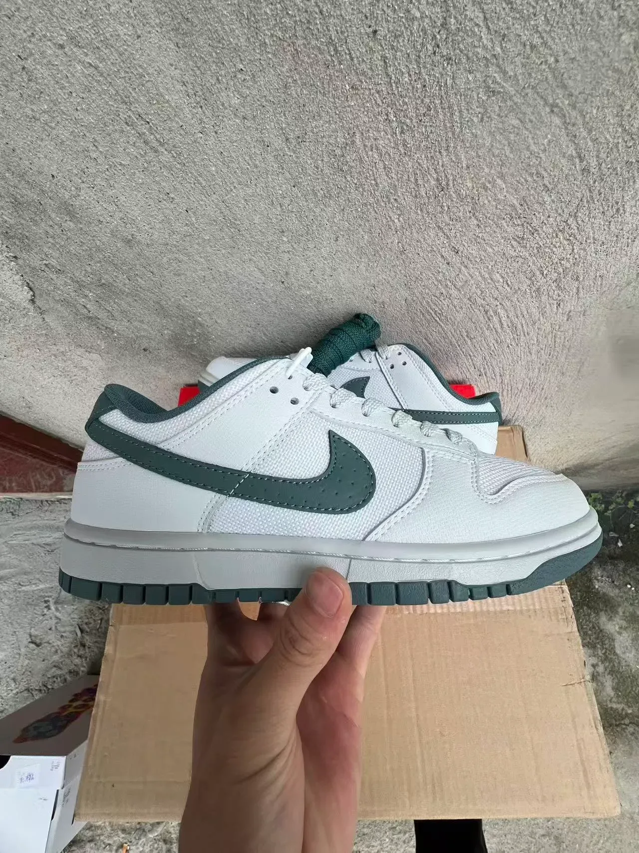 Nike Dunk Low White and Green Lifestyle Sneakers 7
